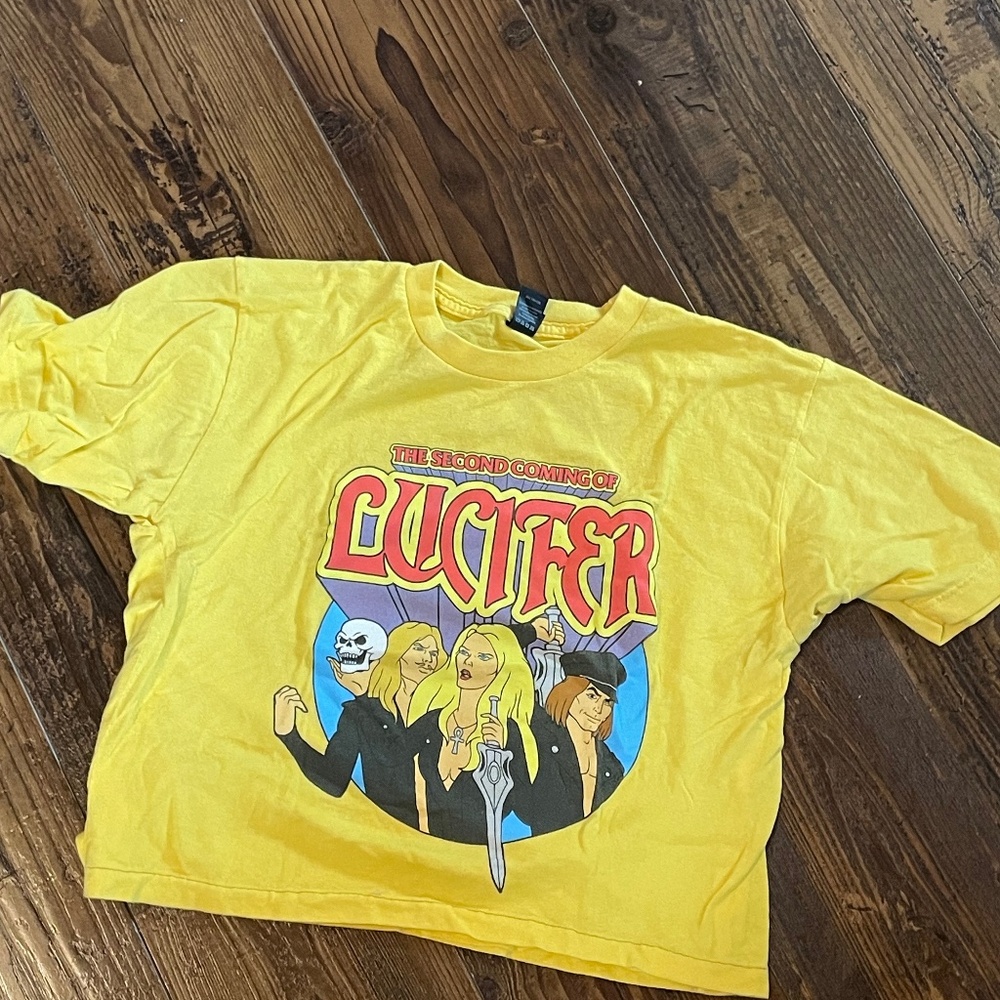 Lucifer band shirt from tour unisex small/medium cropped